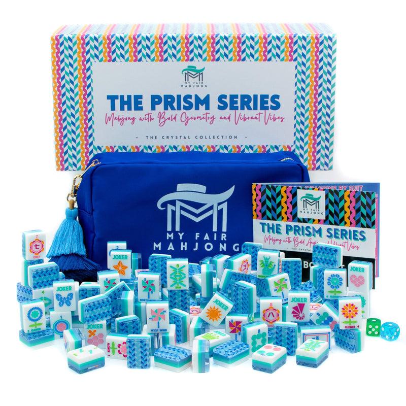 Crystal Prism Blue | Mahjong with Bold Angles and Vibrant Vibes | Clear Top with Colorful Pattern and Layers