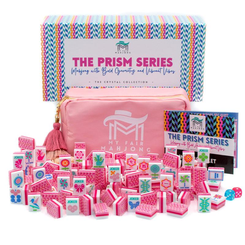 Crystal Prism Pink | Mahjong with Bold Angles and Vibrant Vibes | Clear Top with Colorful Pattern and Layers
