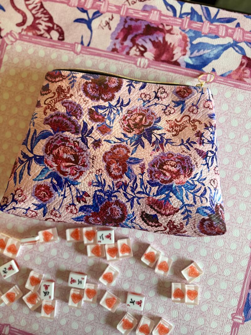 Roomy Leather Clutch, CHINOISERIE TARTE